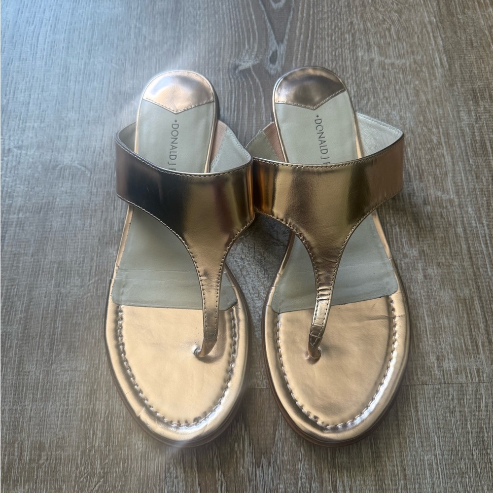 Donald J. Pliner Gold Sandals w/ Rhinestone Heel